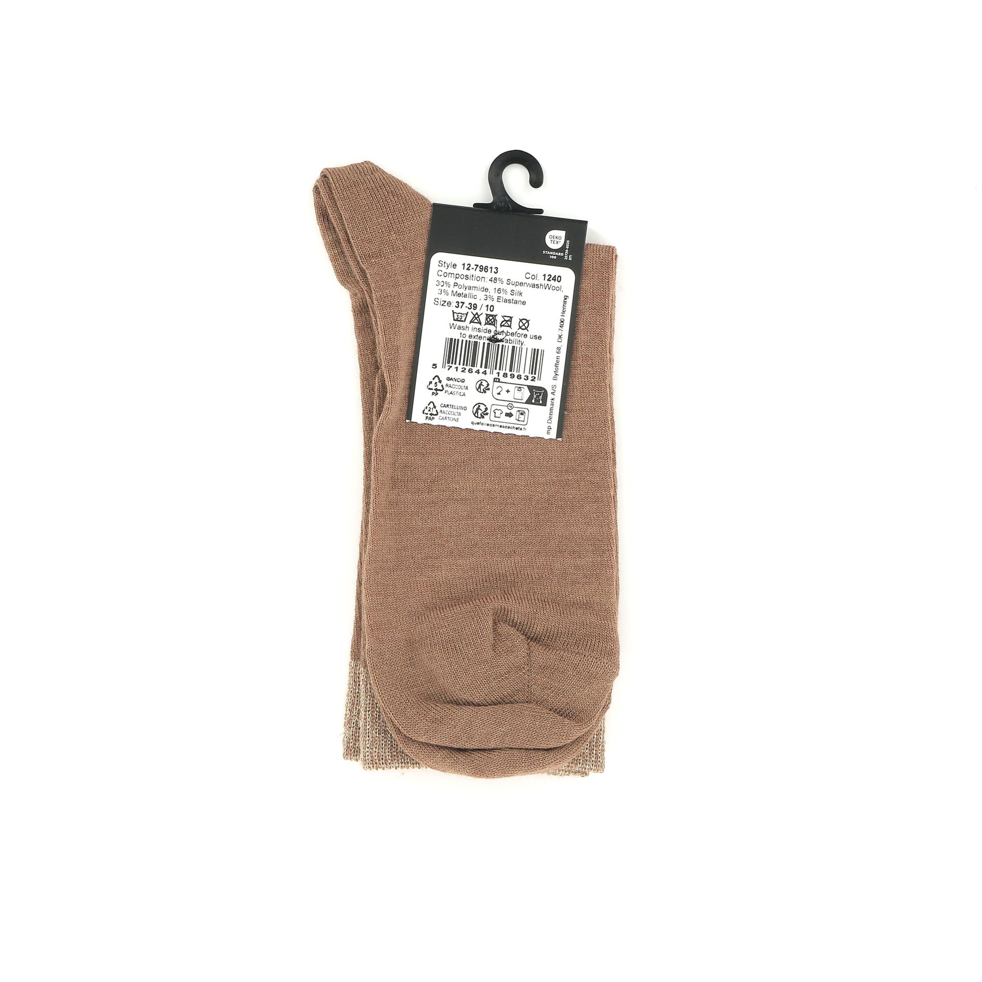 Mp Denmark Wool Silk Socks 247425 cognac