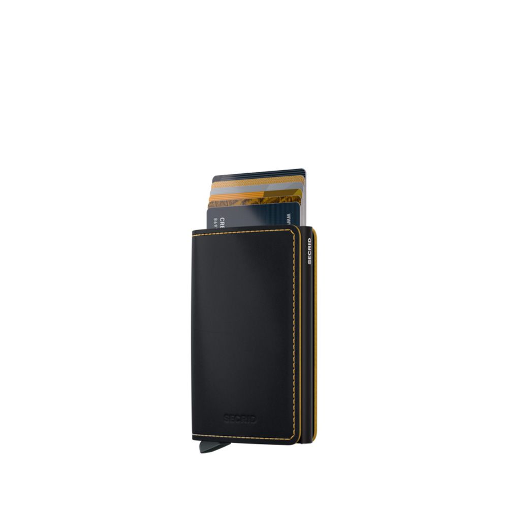 Secrid Slimwallet Matte Black/Ochre 253506 zwart