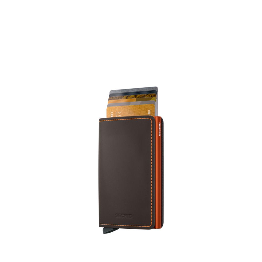 Secrid Slimwallet Matte Truffle/Orange 253507 bruin