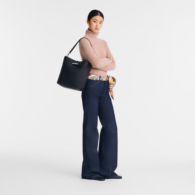 Longchamp Le Roseau M Noir 258168 zwart