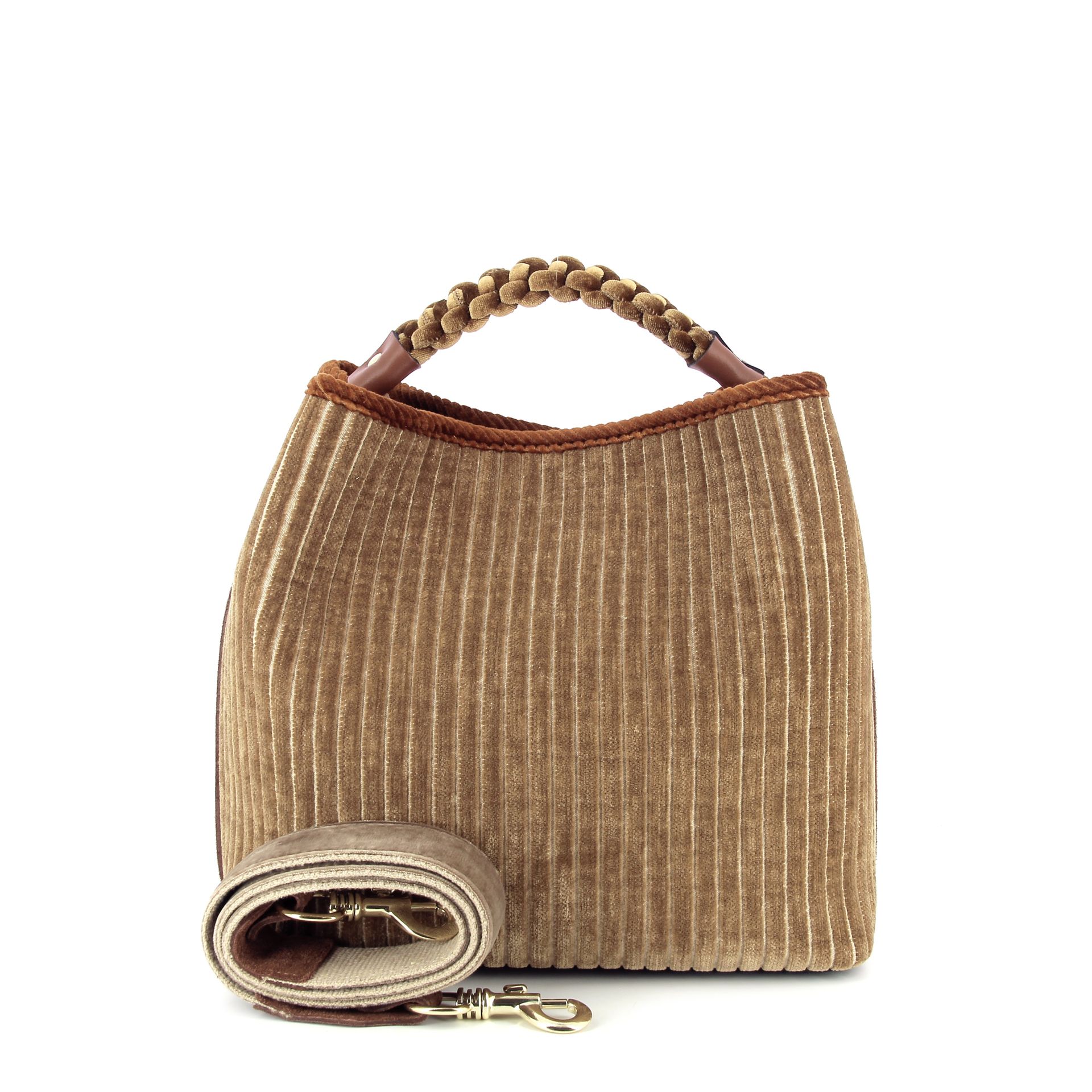 Via Mail Bag Coral Velvet 258194 cognac
