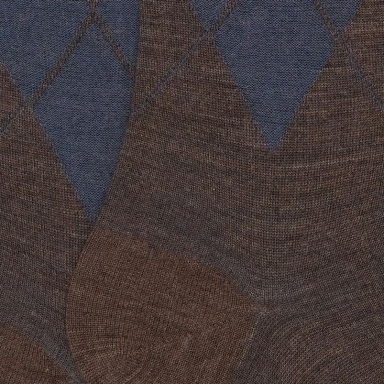 Doré Doré Sokken Laine Mérinos Fantaisie Brun/bleu 258467 taupe
