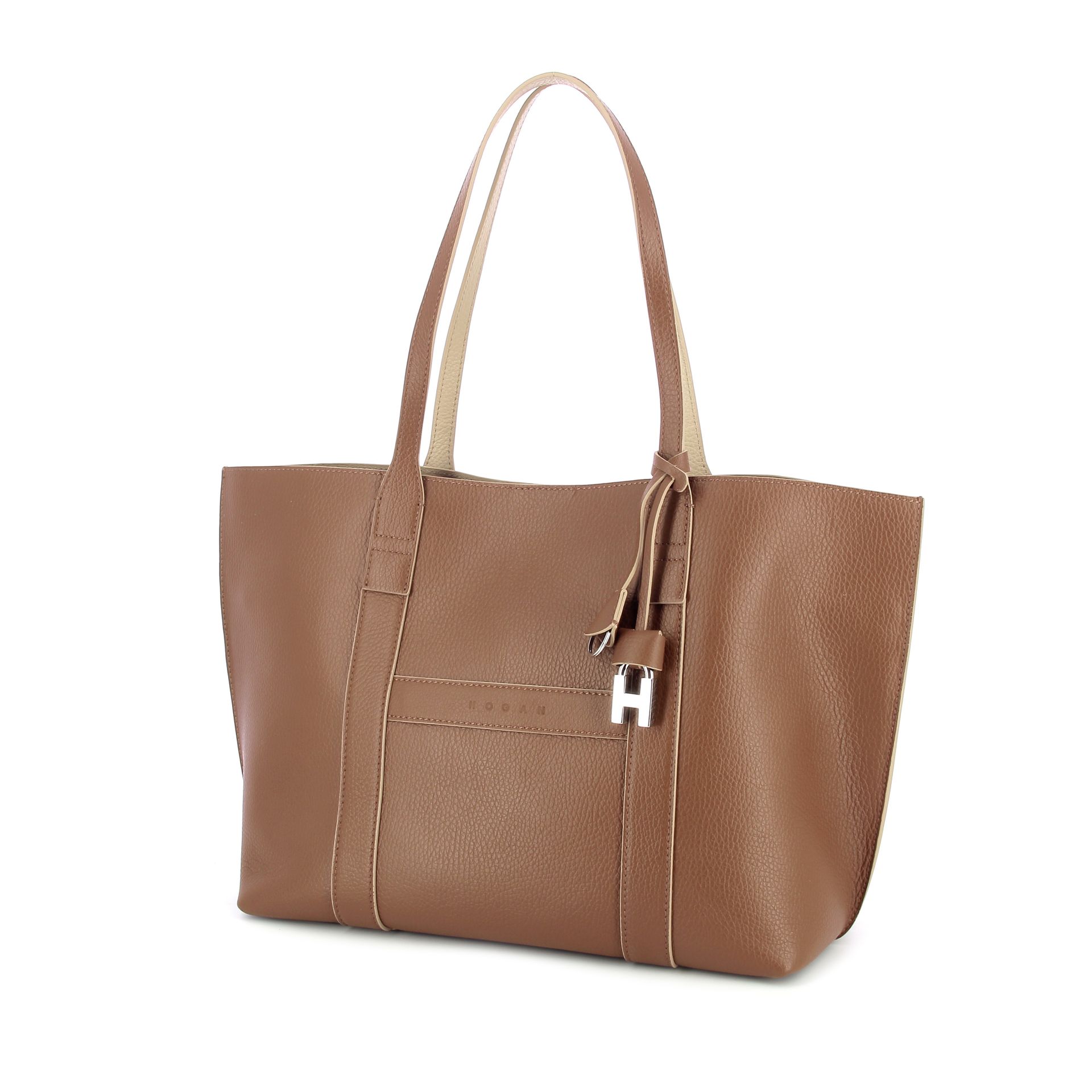 Hogan Script Shopping Bag Medium 260626 cognac