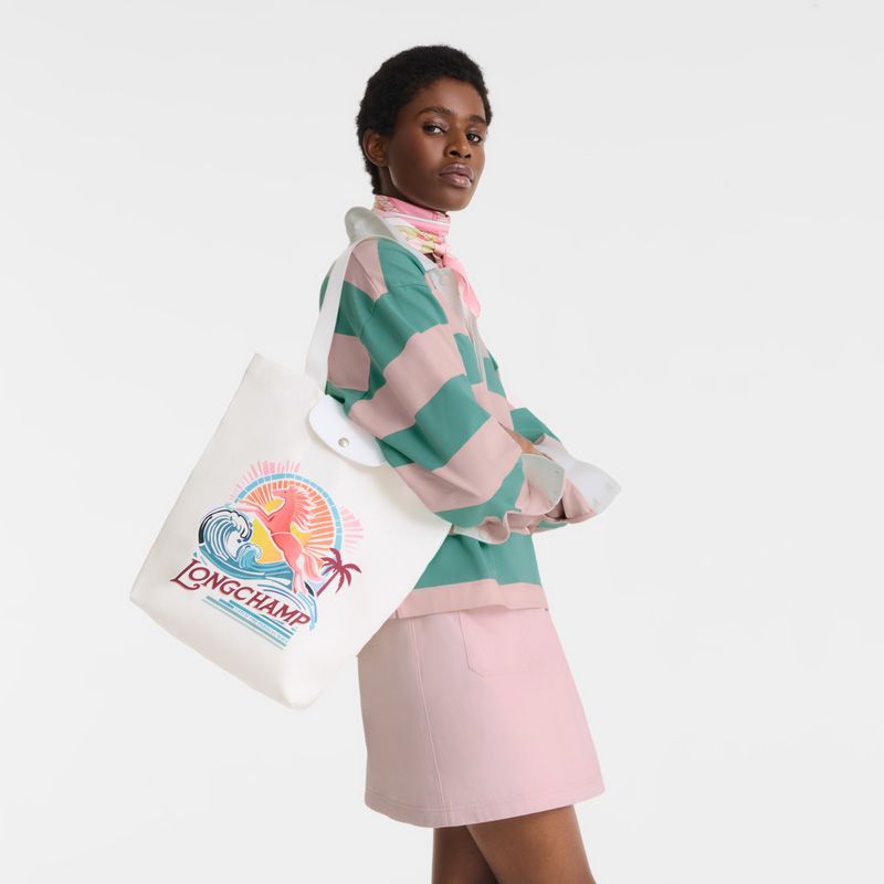 Longchamp Le Pliage Collection Shopper M 261025 wit