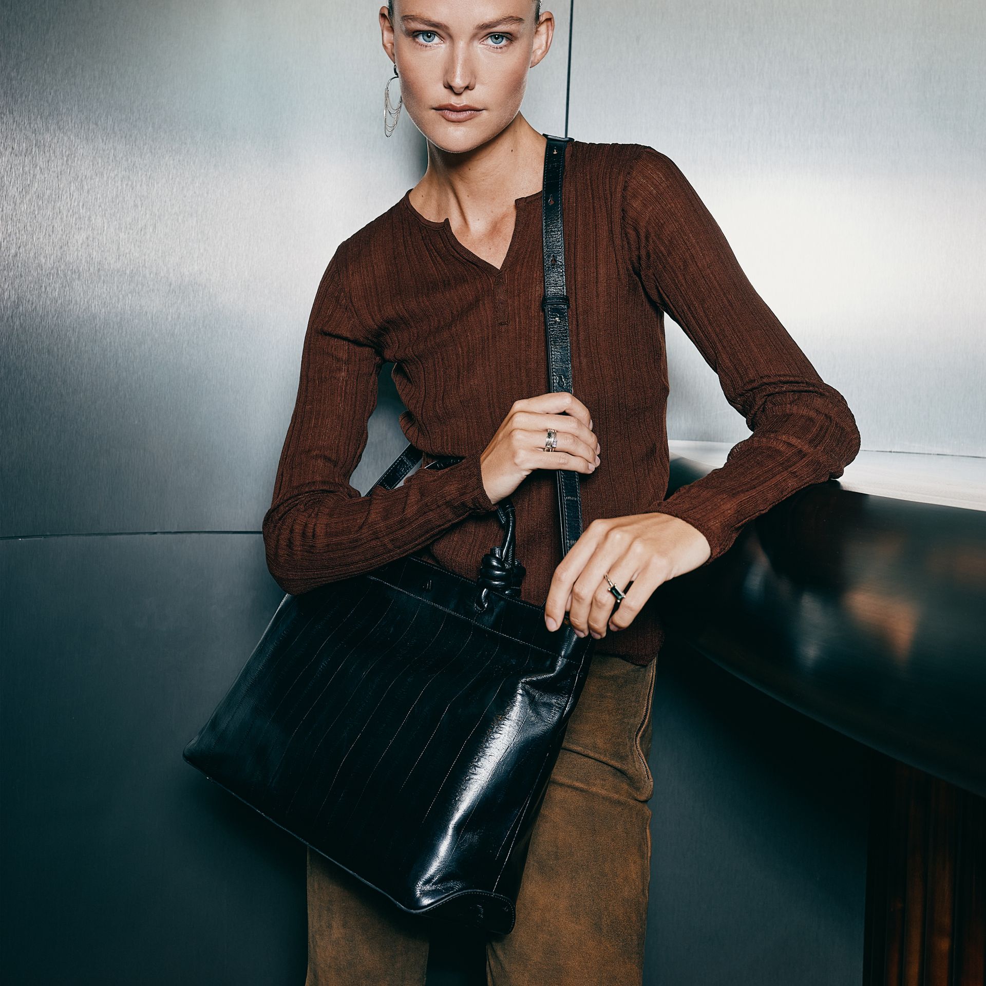 Kaai Midi Loop Eel Black 262776 zwart