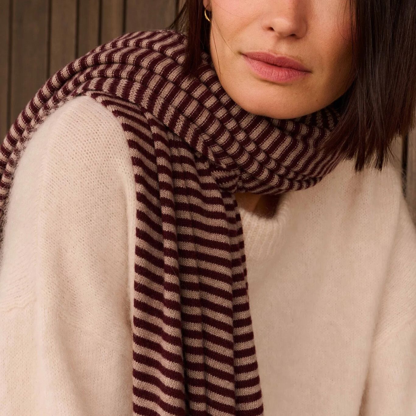 Cosy Cosy Chic Stripes Burgundy/ Soft Taupe 265489 rood