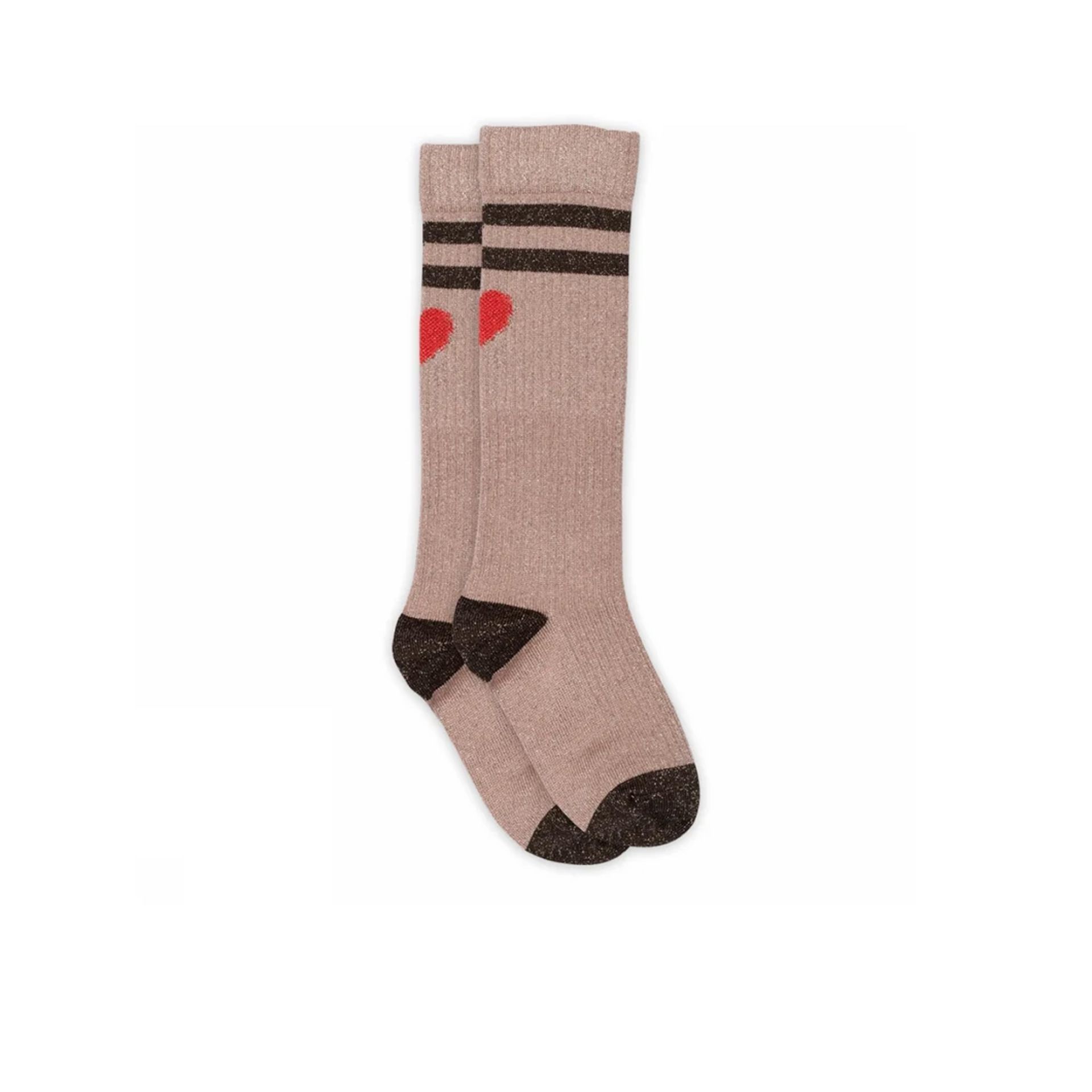 Mp Denmark Elga Glitter Knee Socks Rose Grey 266401 roze