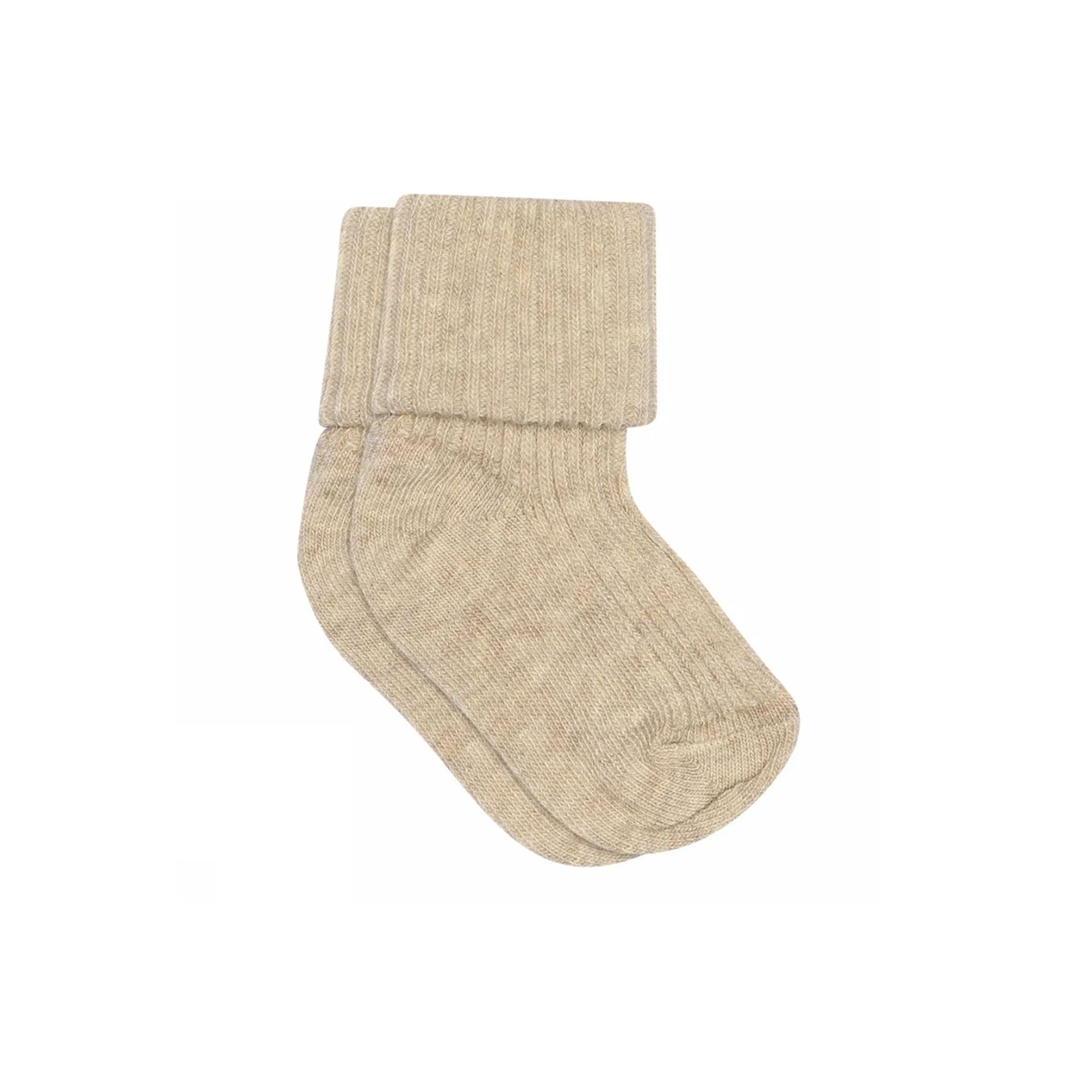 Mp Denmark Cotton Rib Baby Socks Beige Melange 266414 beige