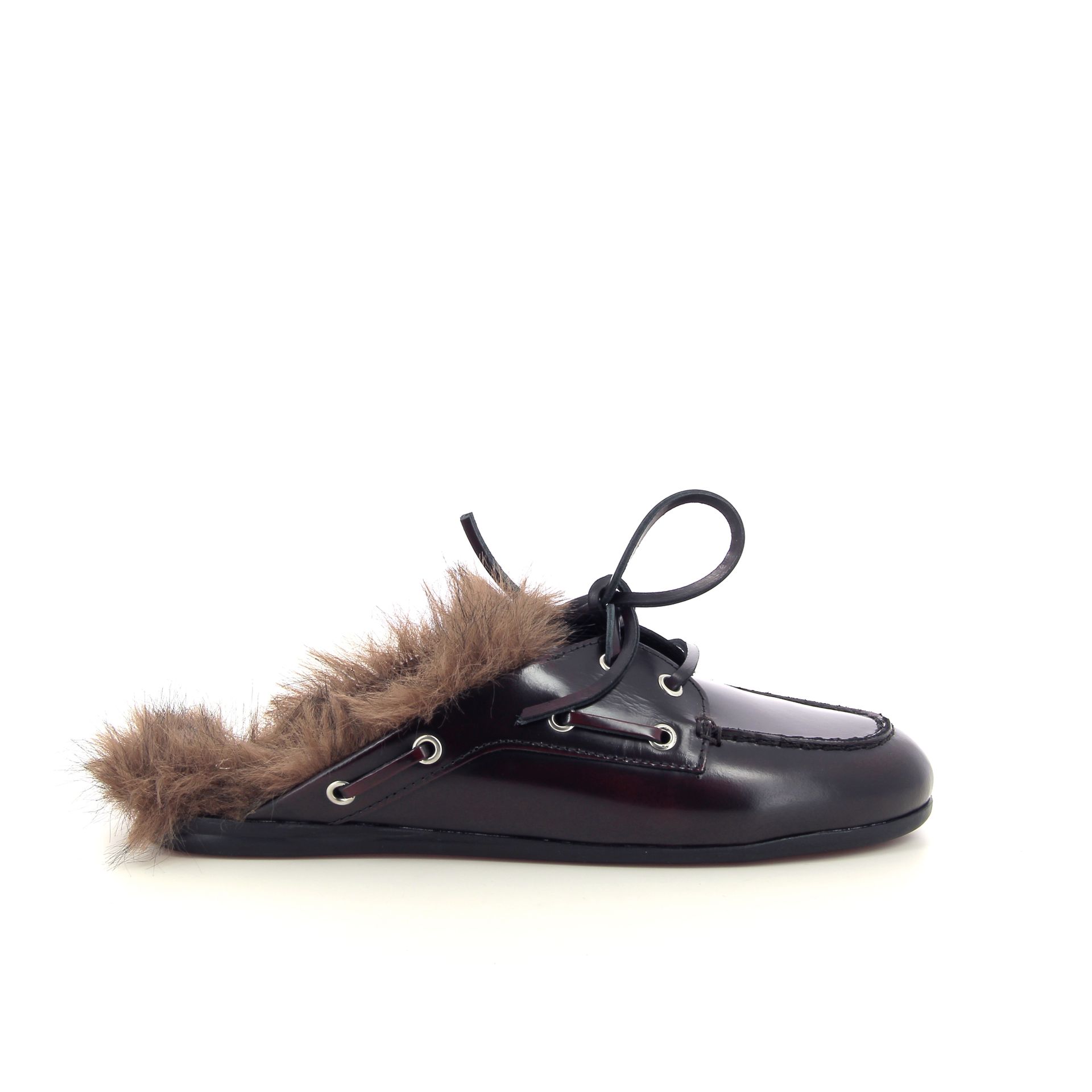 Posa Boat Loafer Mule Hairy Fur 267131 rood