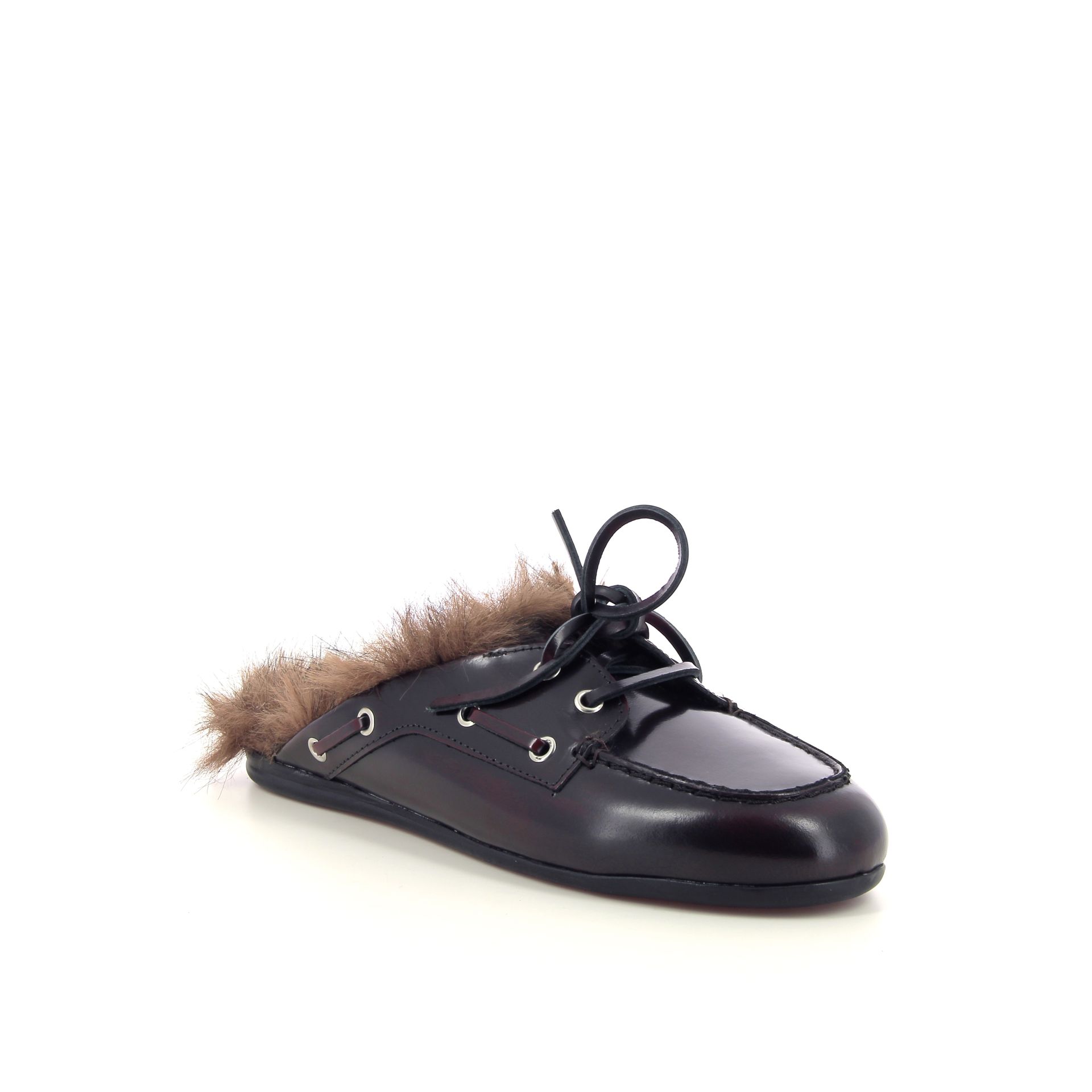 Posa Boat Loafer Mule Hairy Fur 267131 rood
