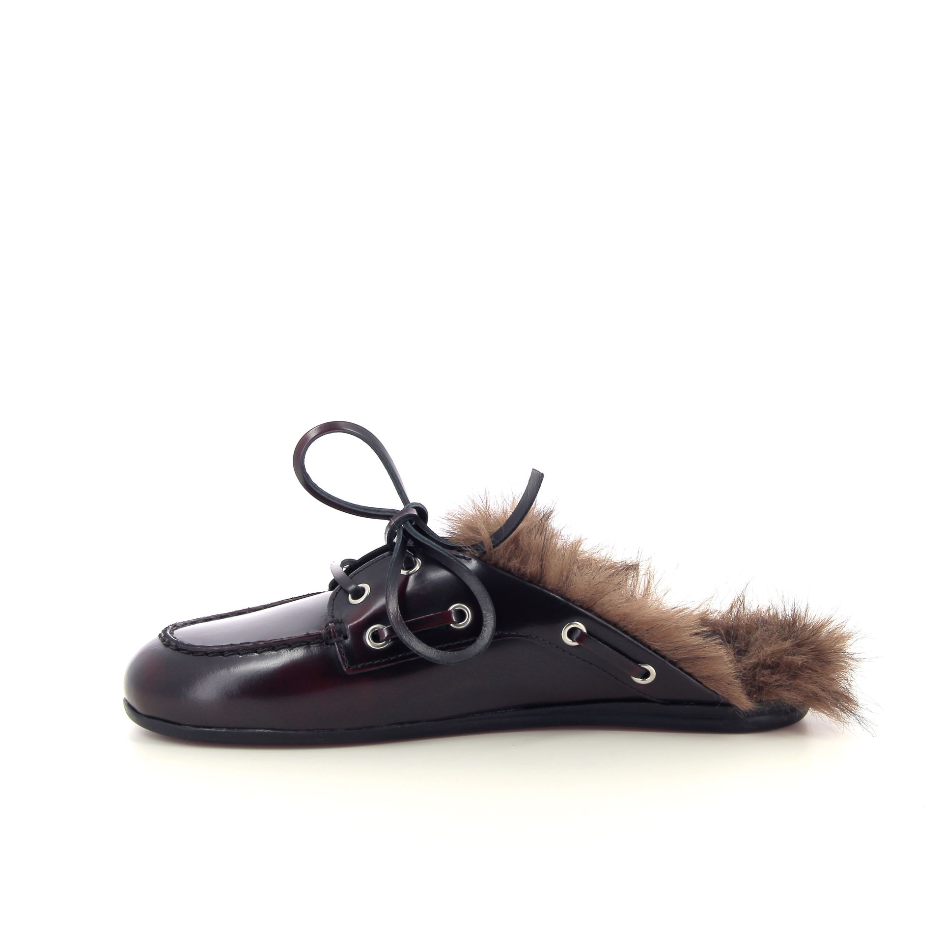 Posa Boat Loafer Mule Hairy Fur 267131 rood