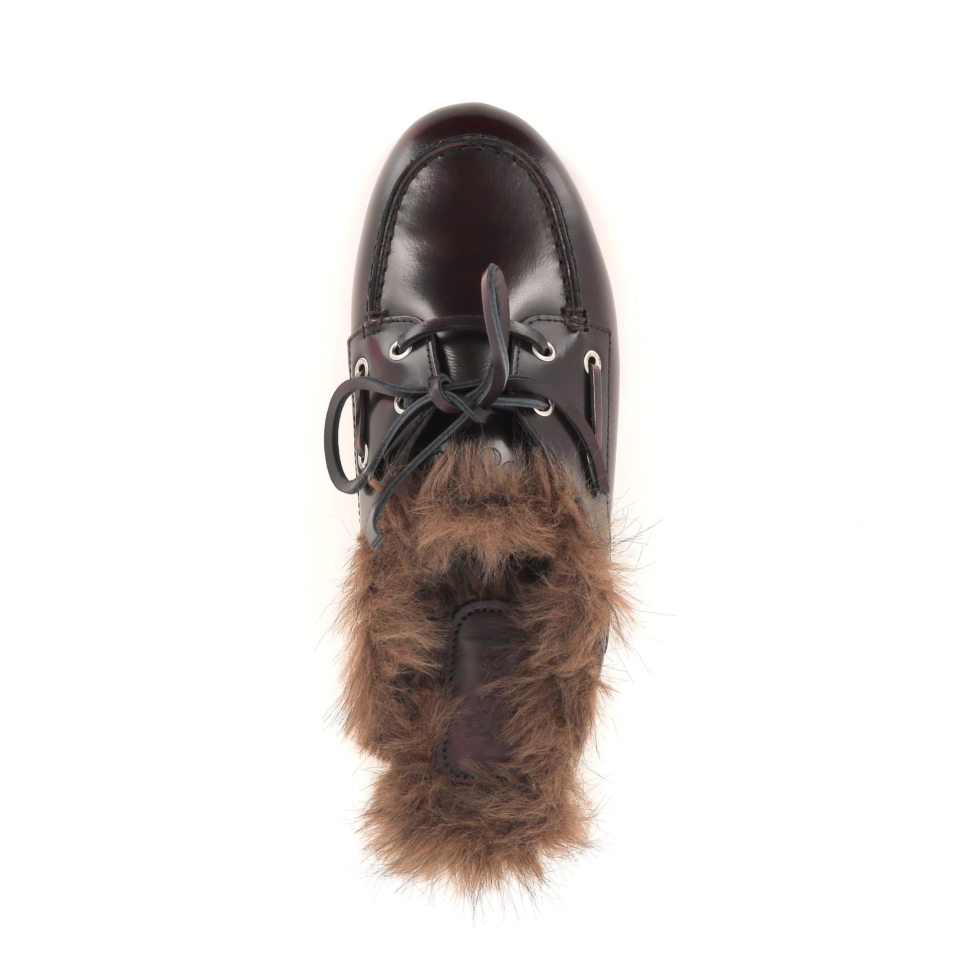 Posa Boat Loafer Mule Hairy Fur 267131 rood