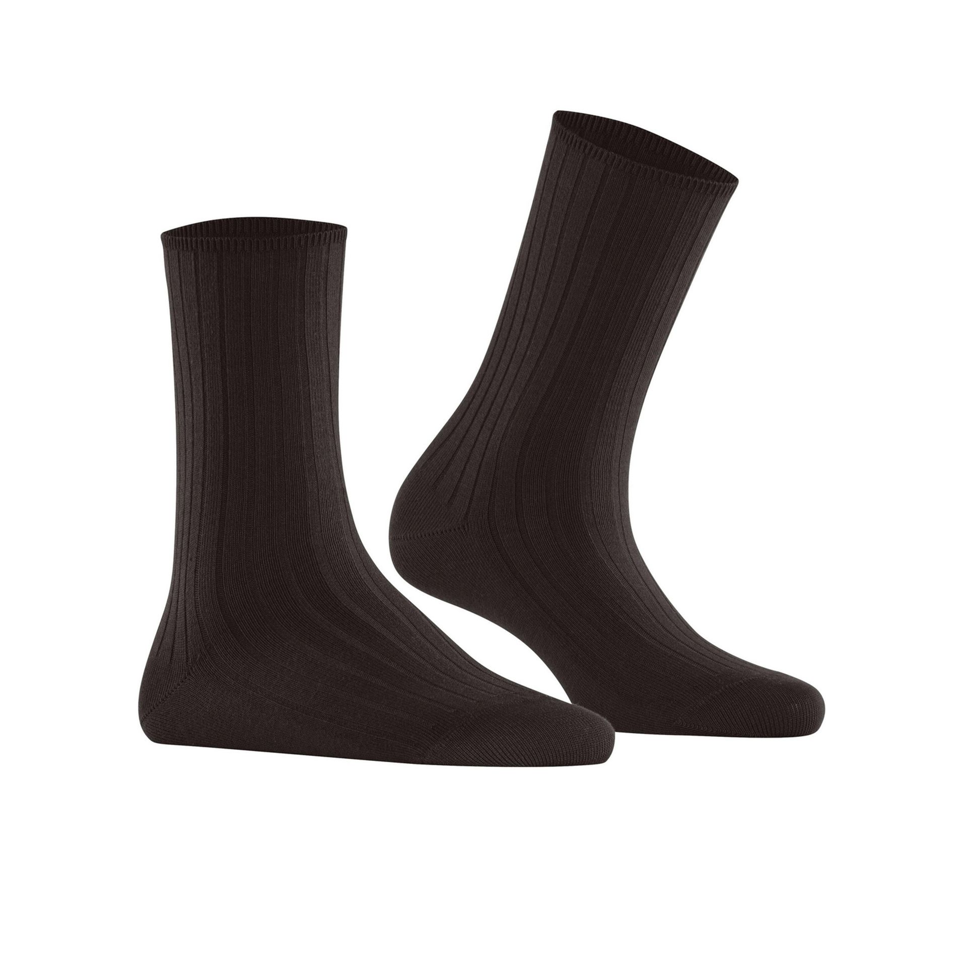 Falke Cotton Rib Dark Brown 269035 bruin