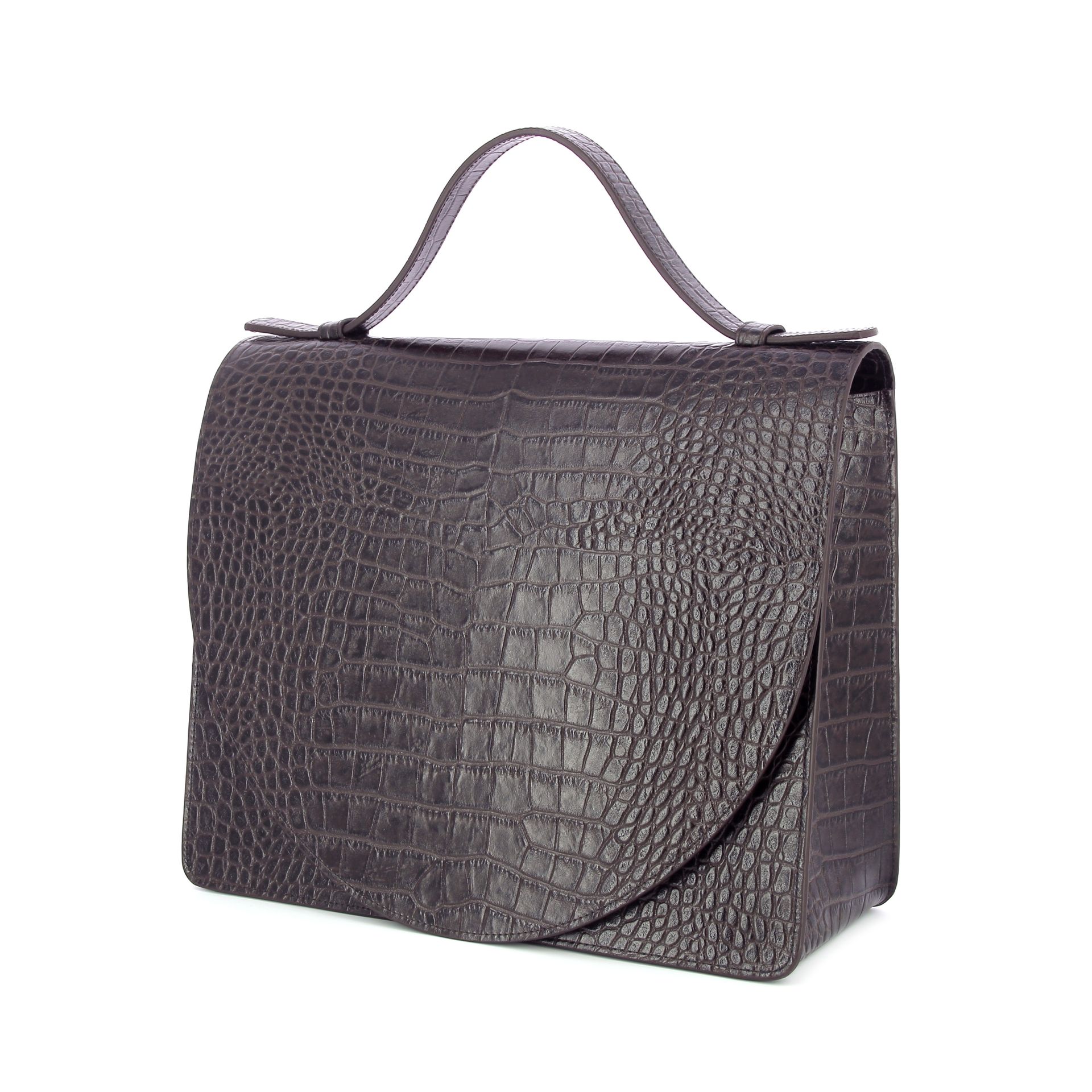 Mieke Dierckx Midi Briefcase Ebony Croco 269339 bruin