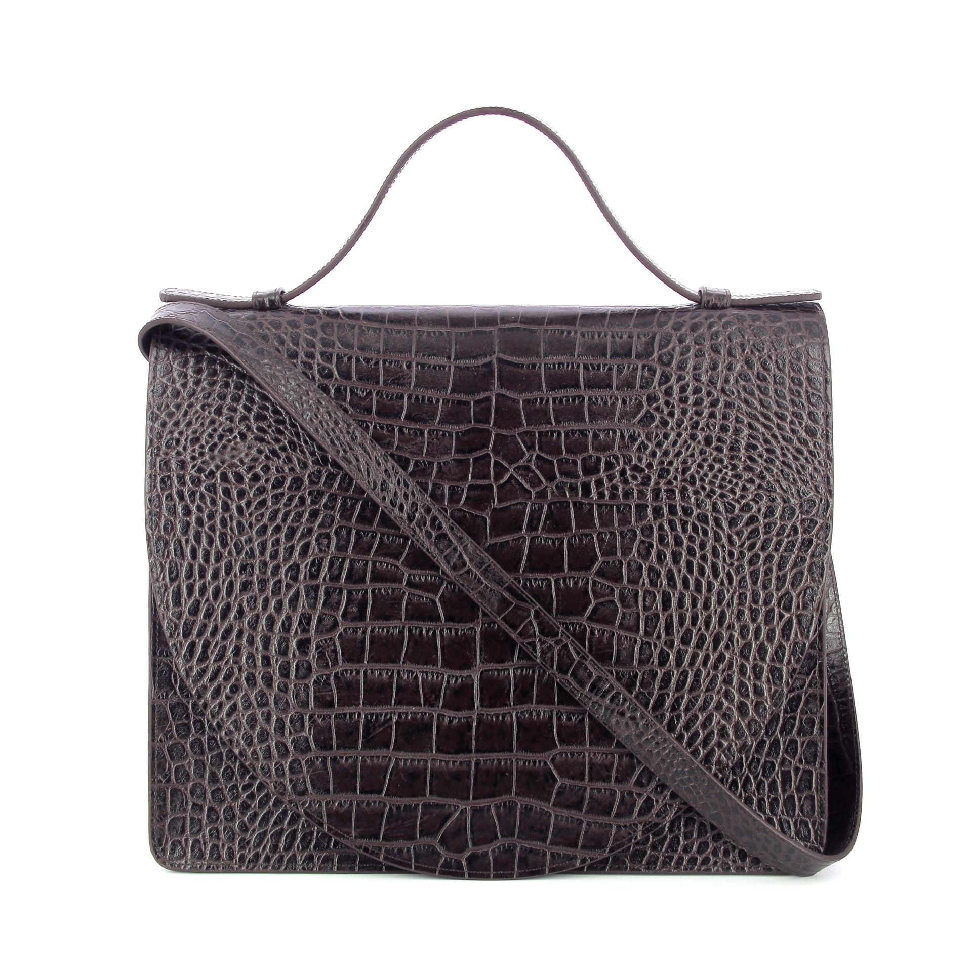 Mieke Dierckx Midi Briefcase Ebony Croco 269339 bruin