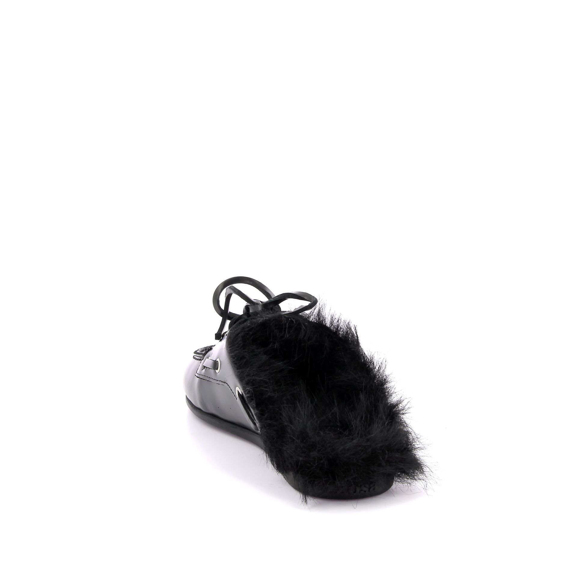 Posa Boat Loafer Mule Hairy Fur 269449 zwart