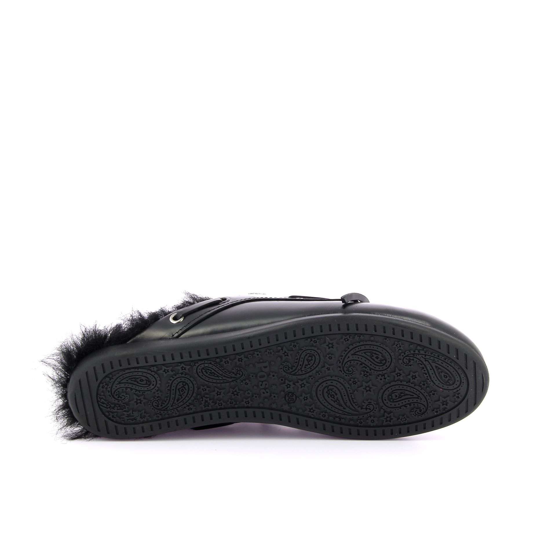Posa Boat Loafer Mule Hairy Fur 269449 zwart