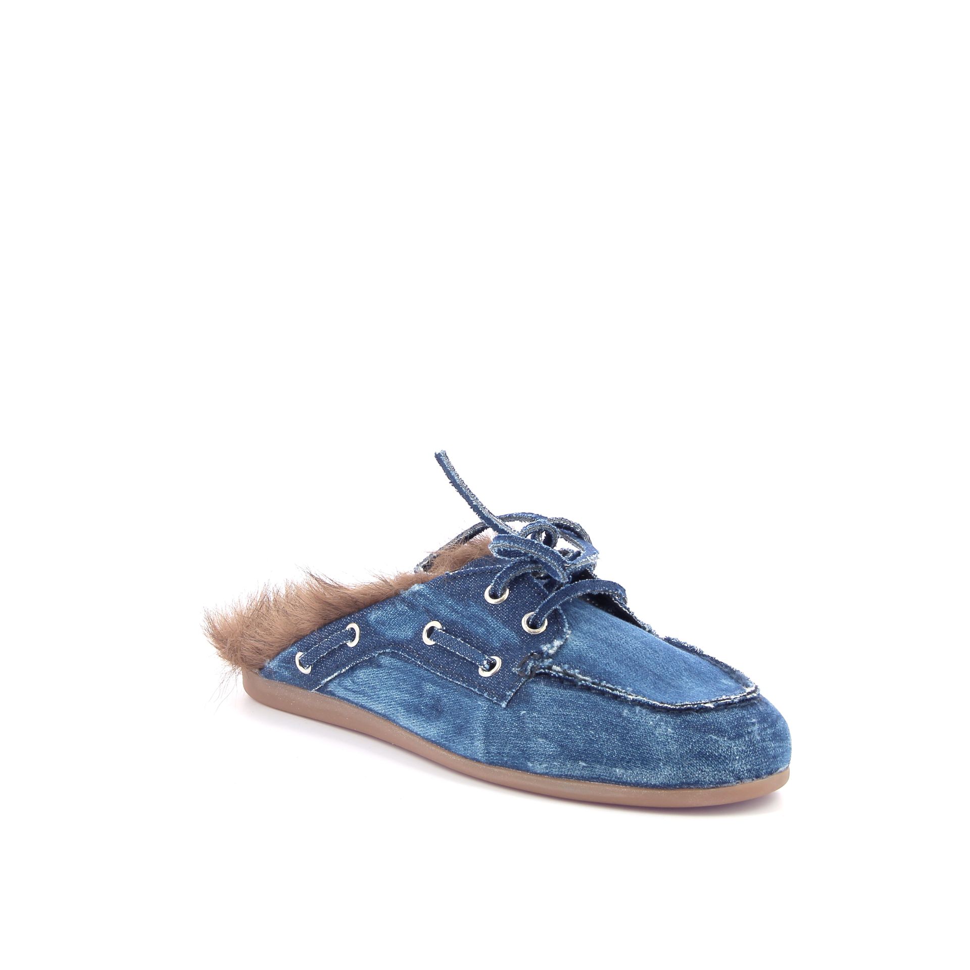 Posa Boat Loafer Mule Hairy Fur 269450 blauw