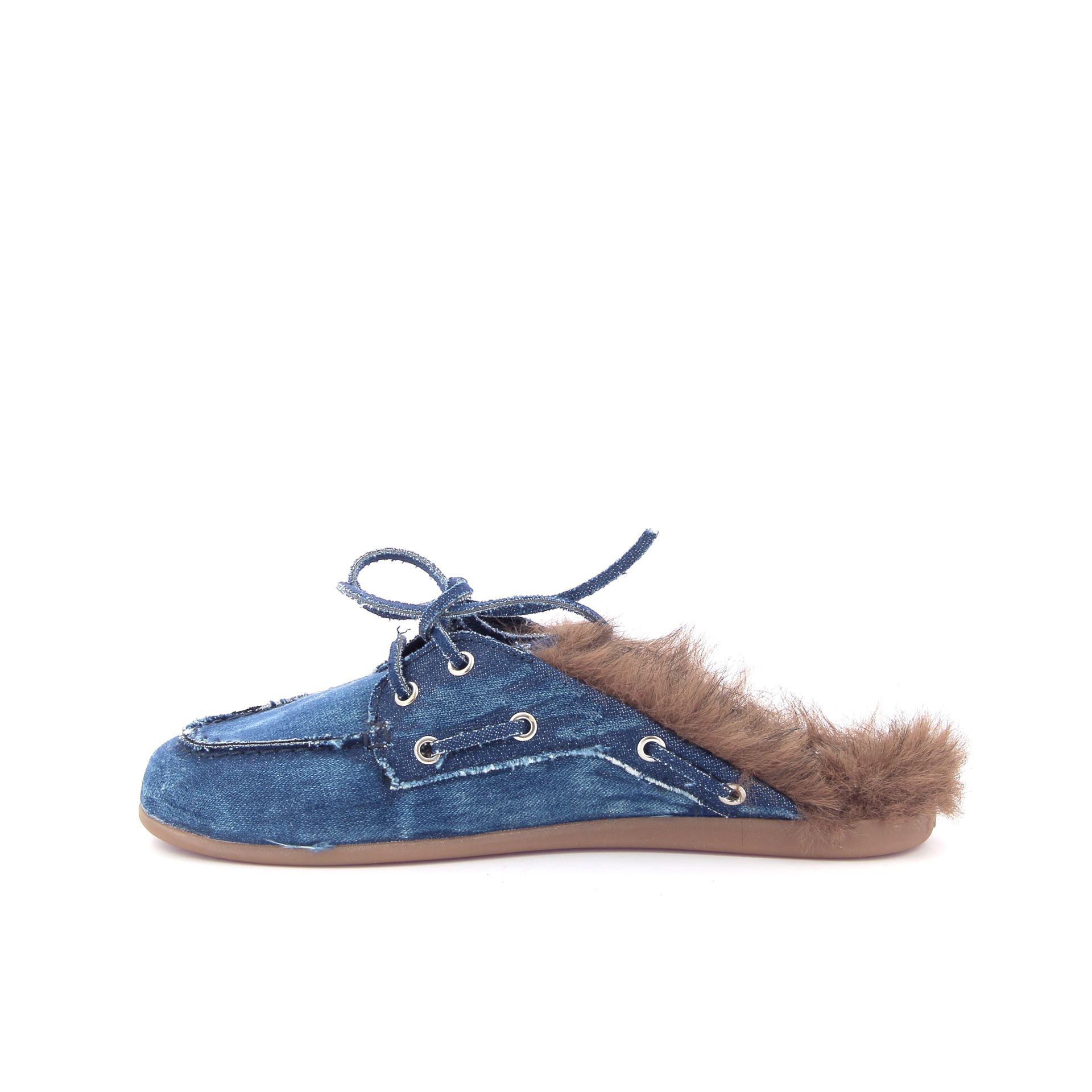 Posa Boat Loafer Mule Hairy Fur 269450 blauw