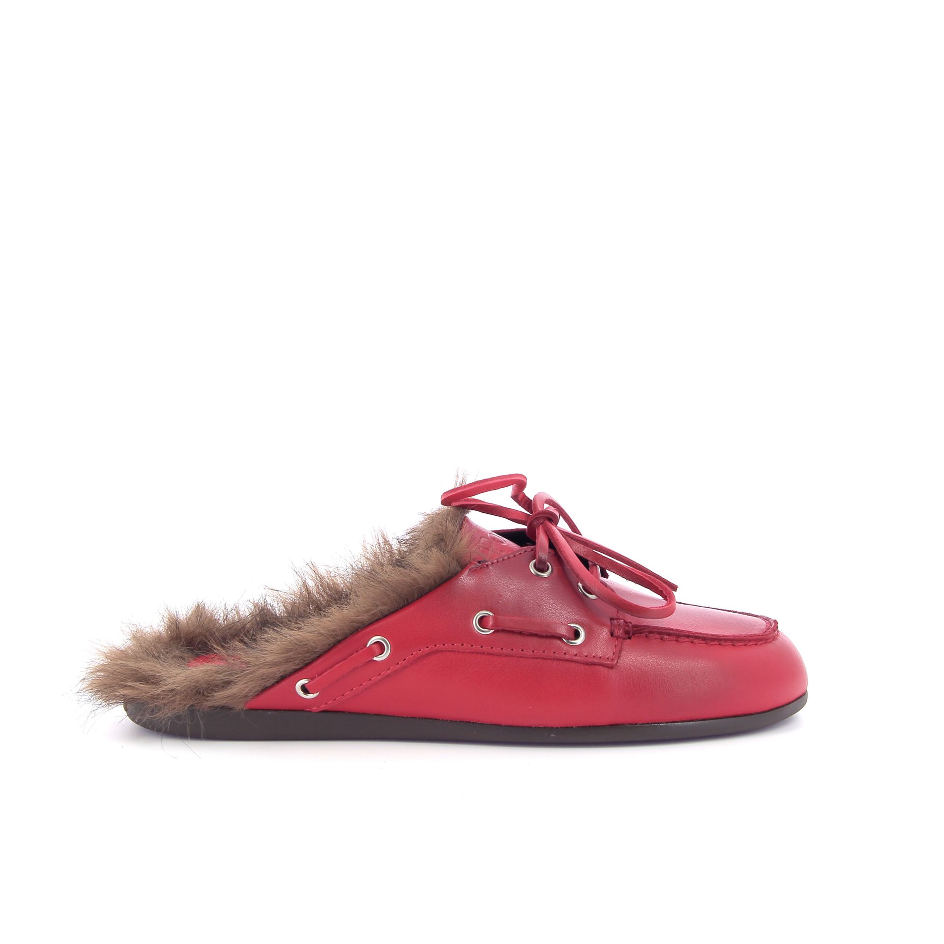 Posa Boat Loafer Mule Hairy Fur 269451 rood