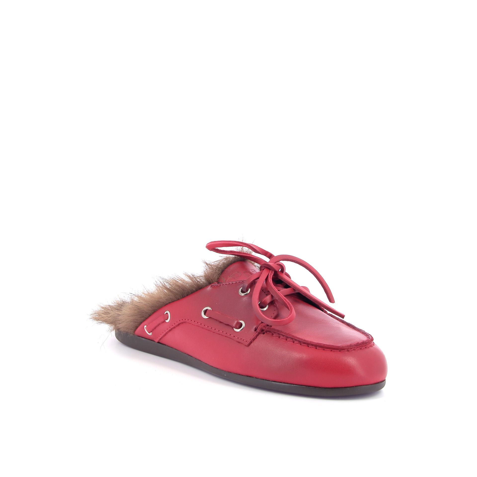Posa Boat Loafer Mule Hairy Fur 269451 rood