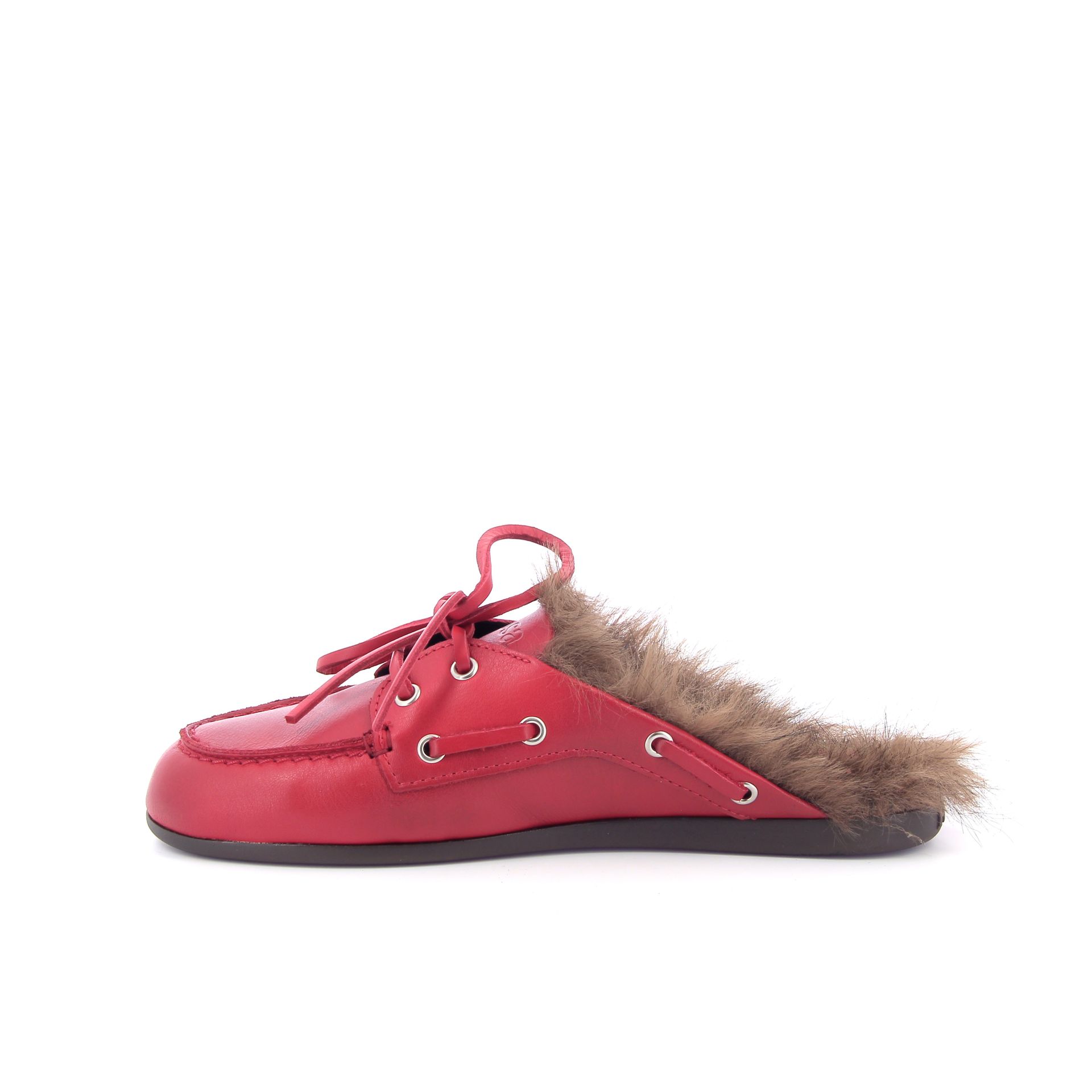 Posa Boat Loafer Mule Hairy Fur 269451 rood