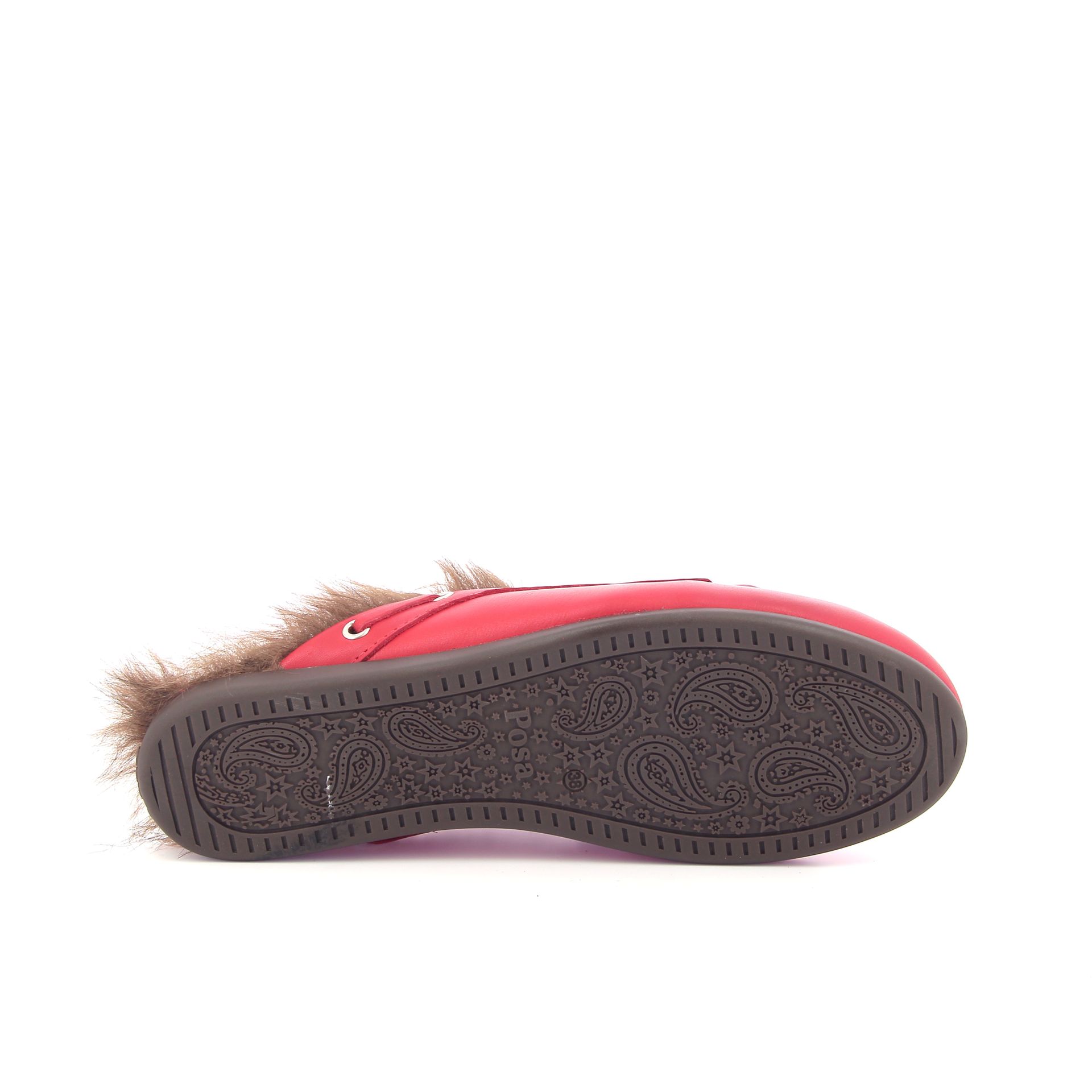 Posa Boat Loafer Mule Hairy Fur 269451 rood