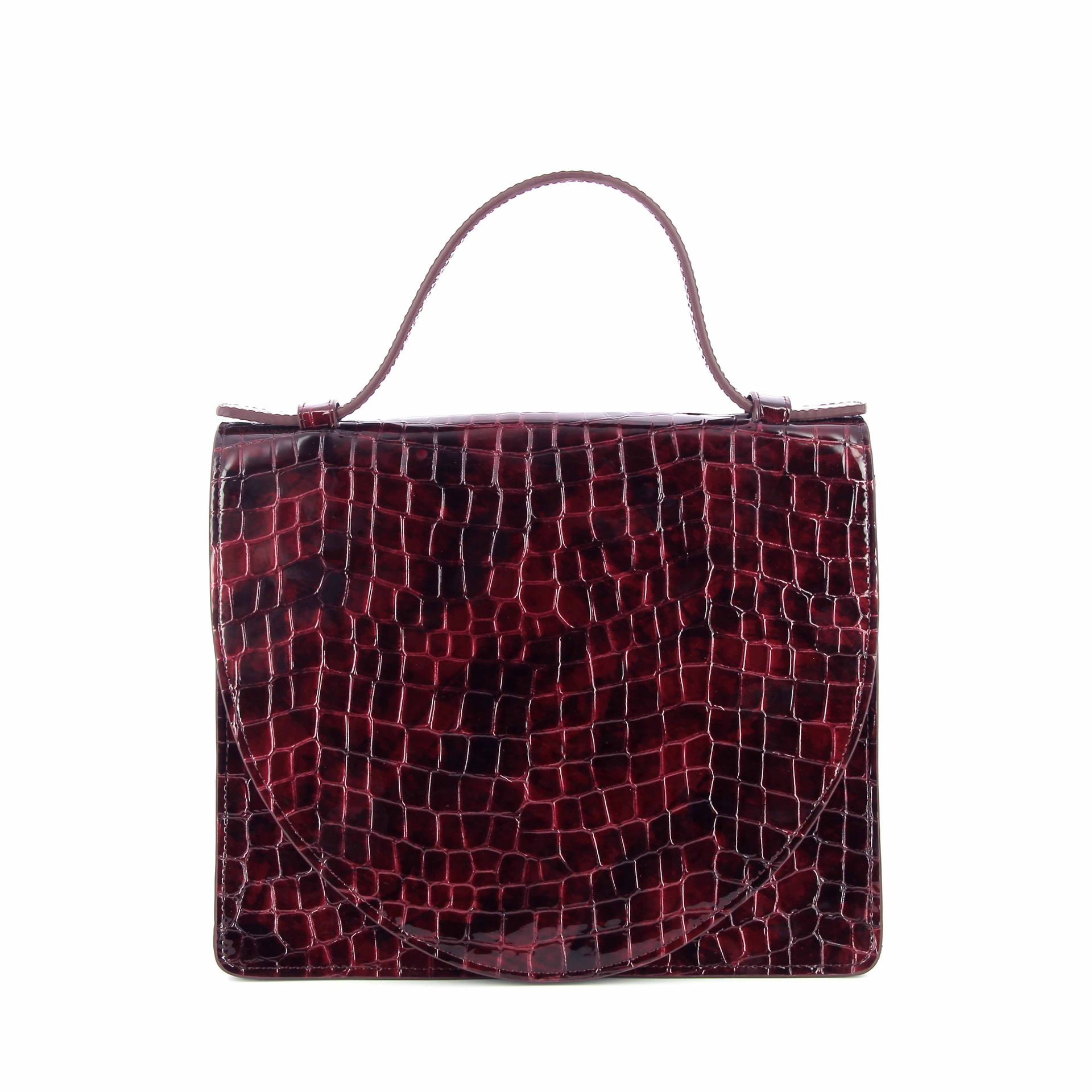 Mieke Dierckx Mini Briefcase Wine Nacre Croco 273663 rood