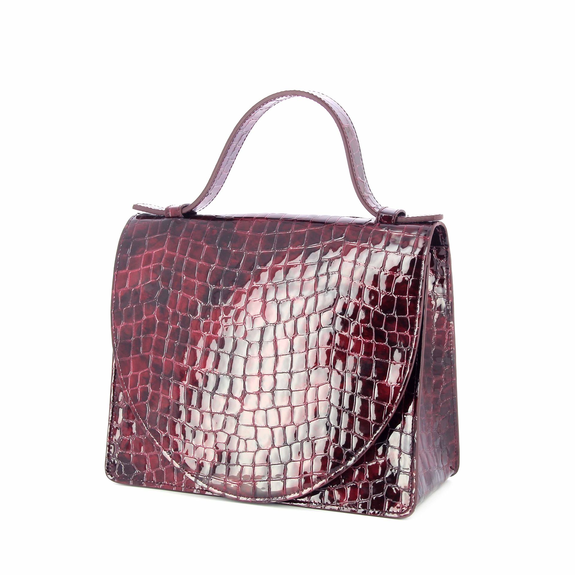 Mieke Dierckx Mini Briefcase Wine Nacre Croco 273663 rood