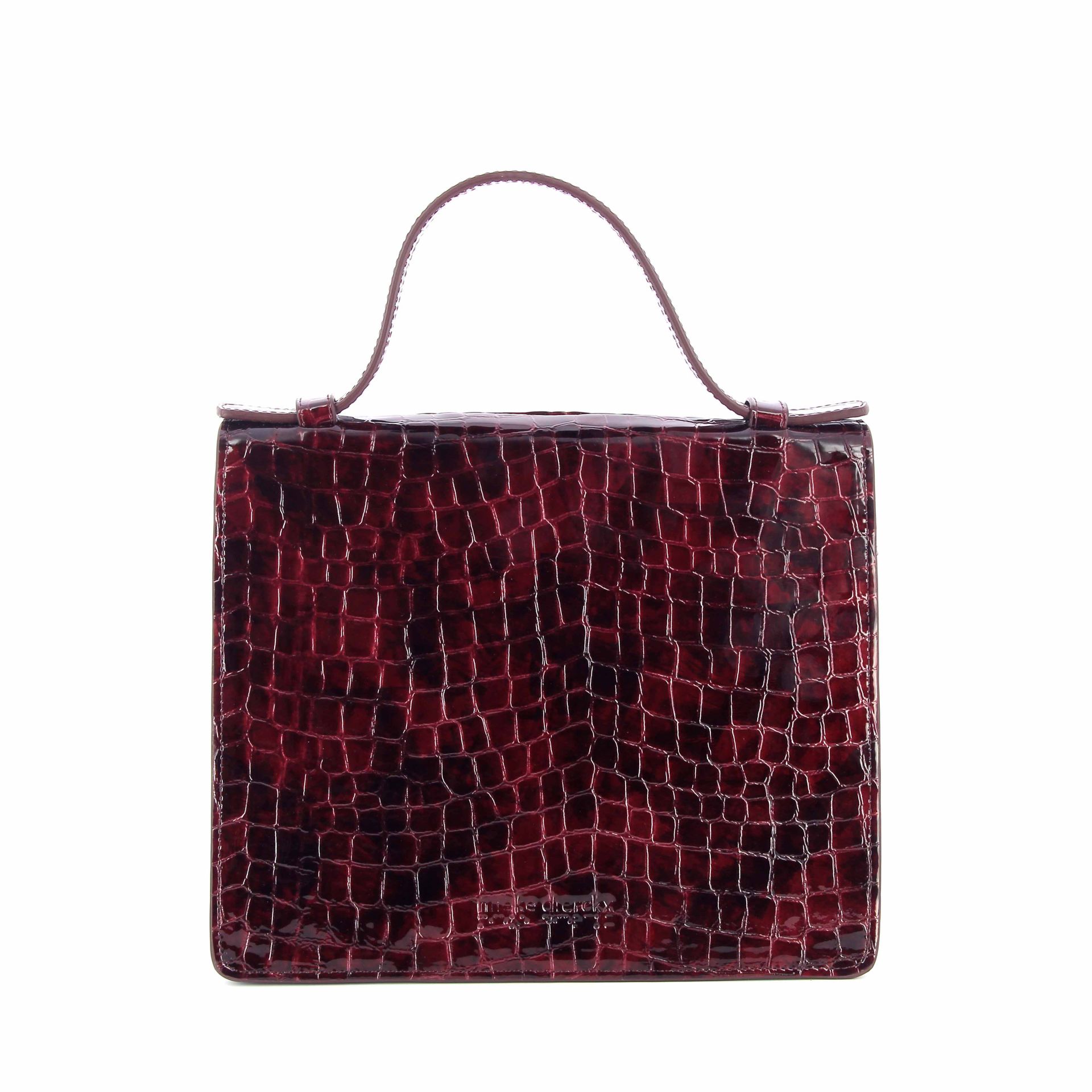 Mieke Dierckx Mini Briefcase Wine Nacre Croco 273663 rood