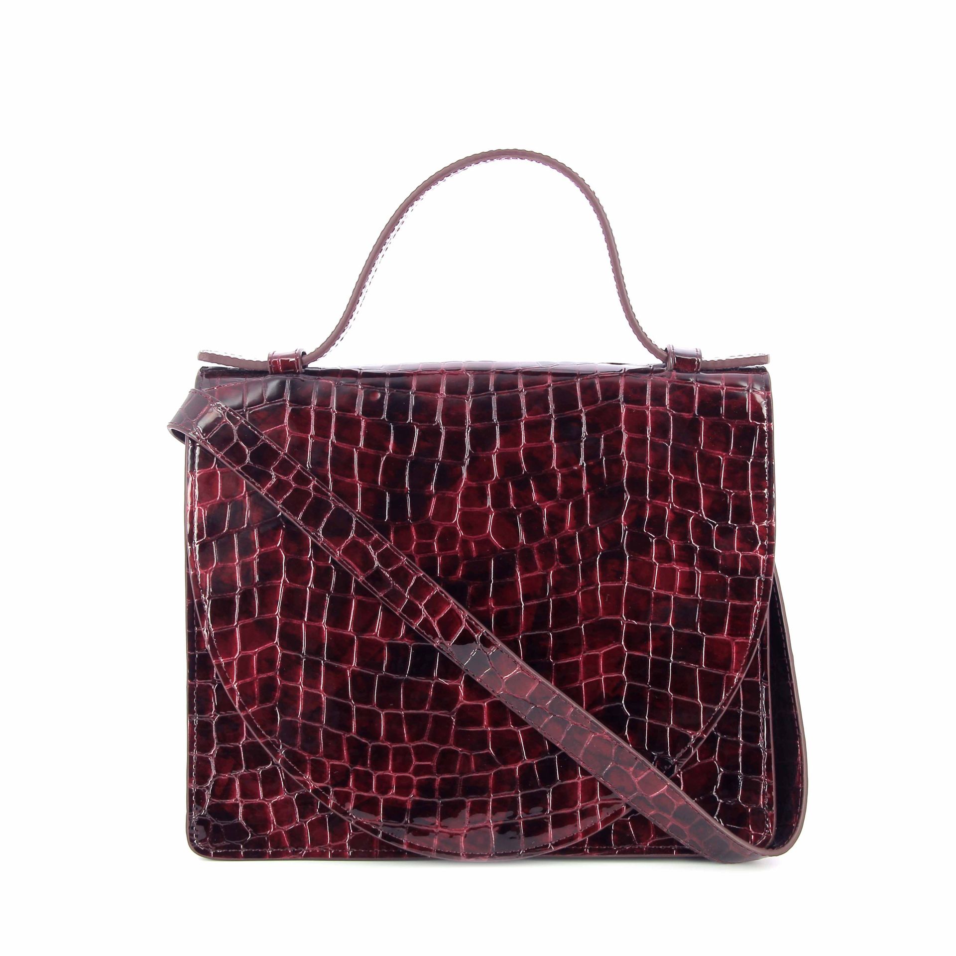 Mieke Dierckx Mini Briefcase Wine Nacre Croco 273663 rood